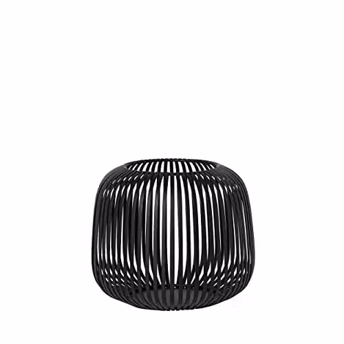 Blomus LITO Metal Tabletop Pillar Lantern in Black, H: 20.0 cm, W: 17.0 cm, D: 1.0 cm
