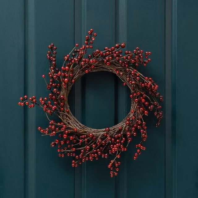 Scottish Everlastings Ltd Red Berry Christmas Wreath, Diameter: 40 cm