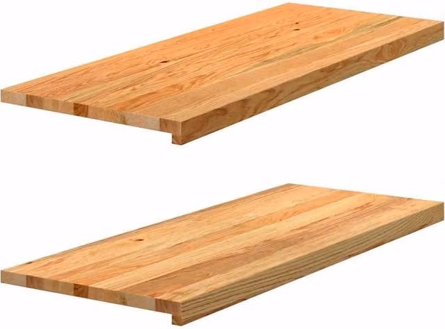 Berkfield Home Solid Oak Wood Window Sills, 2 Pack, Brown, W: 100 cm, D: 40 cm, H: 2 cm