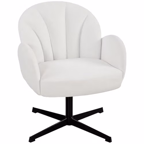 HOMCOM Swivel Accent Chair in Beige and White Fabric with Armrests