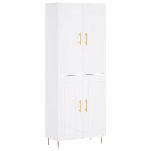 vidaXL Modern White Highboard Sideboard with Doors and Shelves, W/D/H: 180 x 45.8 x 69.5 cm