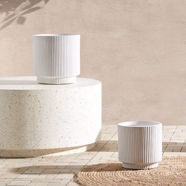 Wyld and Coco White Fibre Clay Square Planter Tub, 24 cm