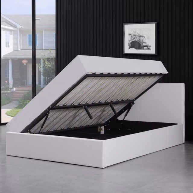 Kosy Koala White Upholstered Ottoman Storage Bed with Foam Mattress, W/D/H: 90 x 190 cm
