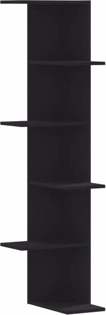 Berkfield Home Black Wall Corner Shelf in MDF, W/D/H: 36.5 x 36.5 x 140 cm