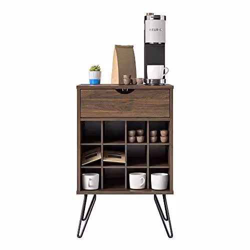 Novogratz Dorel Home Harmony Mid-Century Beverage Storage Stand in Brown and Black, W: 51 cm, D: 45 cm, H: 80 cm