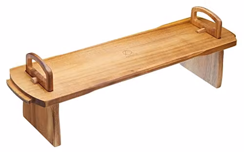 Artesa Solid Wood Rectangular Antipasti Platform Platter in Brown and Multicolour, W/D/H: 52 x 15 x 17 cm