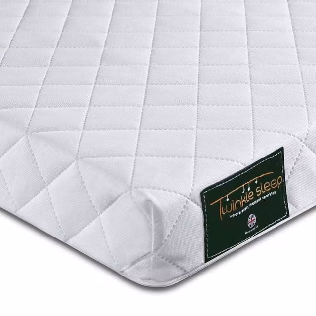 Bedzonline Twinklesleep Hypoallergenic Viscoelastic Memory Foam Baby Cot Mattress in White, W/D/H: 120 x 60 x 10 cm