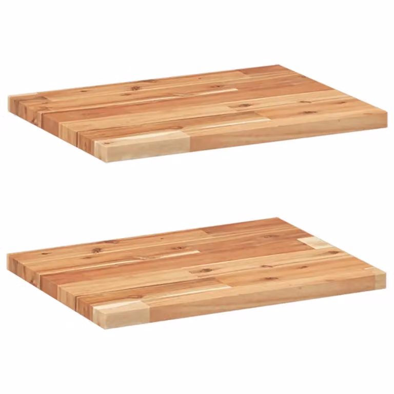 Berkfield Home Set of 2 Brown Oil Finished Solid Wood Acacia Floating Shelves, W/D/H: 40 x 30 x 2 cm