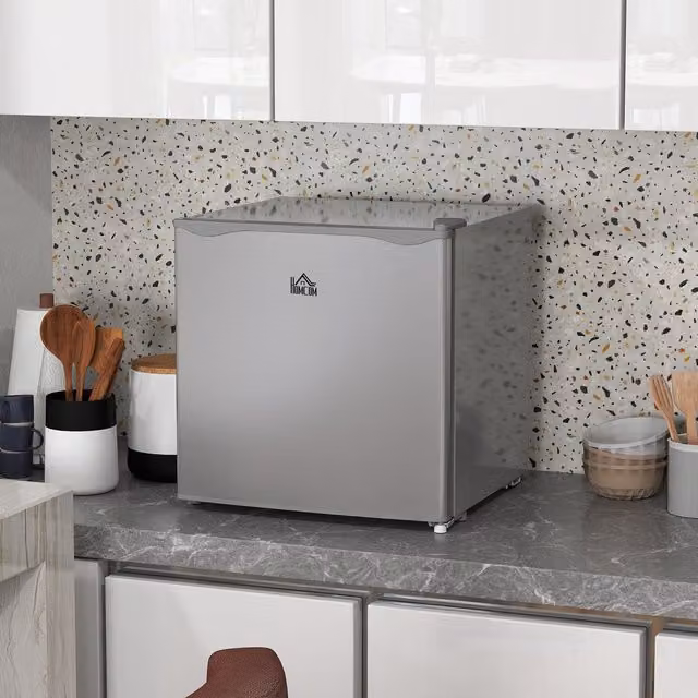 HOMCOM 35L Grey Tabletop Upright Freezer with Removable Wire Shelf and Lockable Door