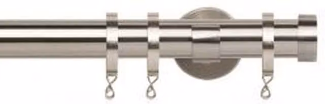 NewEdgeBlinds Metal Curtain Pole Set in Silver, 35mm Diameter