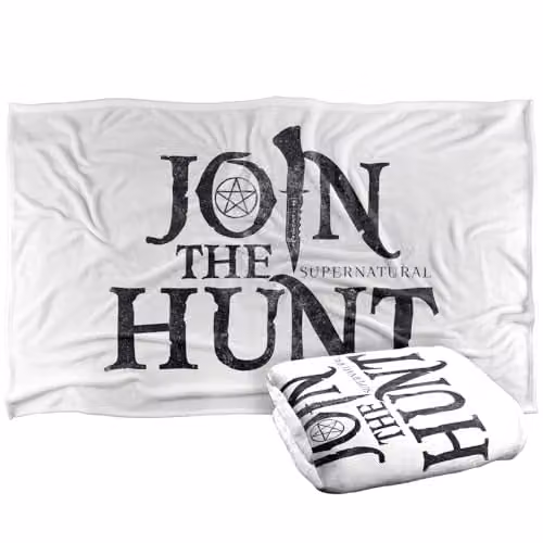 LOGOVISION Supernatural Join The Hunt Logo Super Soft Fleece Throw Blanket, Multicolour, W: 91 cm, D: 147 cm