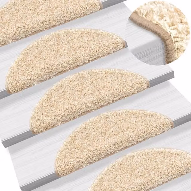 Berkfield Home Self-Adhesive Stair Mats, 10 Pack, Beige, W/D/H: 56 x 17 x 3 cm