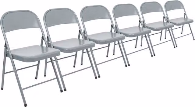 Harbour Housewares Pack of 6 Grey Metal Folding Chairs