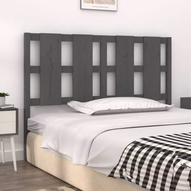 Berkfield Home Beautiful Bed Headboard in Grey Solid Pine Wood, W: 145.5 cm, D: 4 cm, H: 100 cm