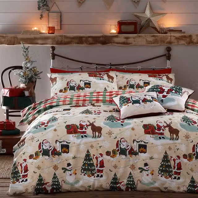 Make it a Home Reversible Checked Christmas Duvet Cover Set, Multicolour (Red, Green), 200 x 200 cm