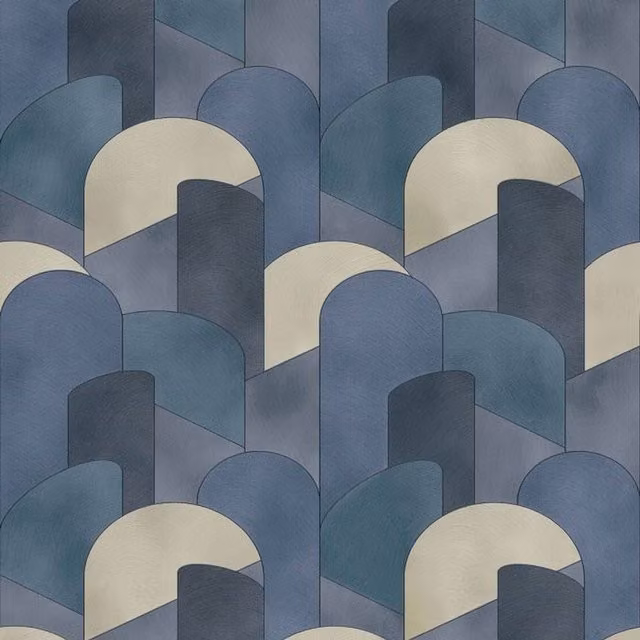 Galerie Abstract Geometric 3D Textured Non-Woven Wallpaper in Blue, Petrol and Beige