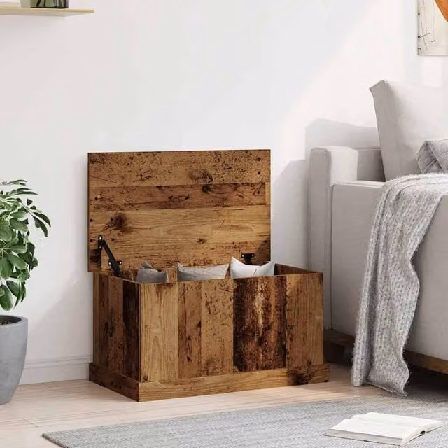Berkfield Home Storage Box in Old Wood Brown, W/D/H: 70 x 40 x 38 cm