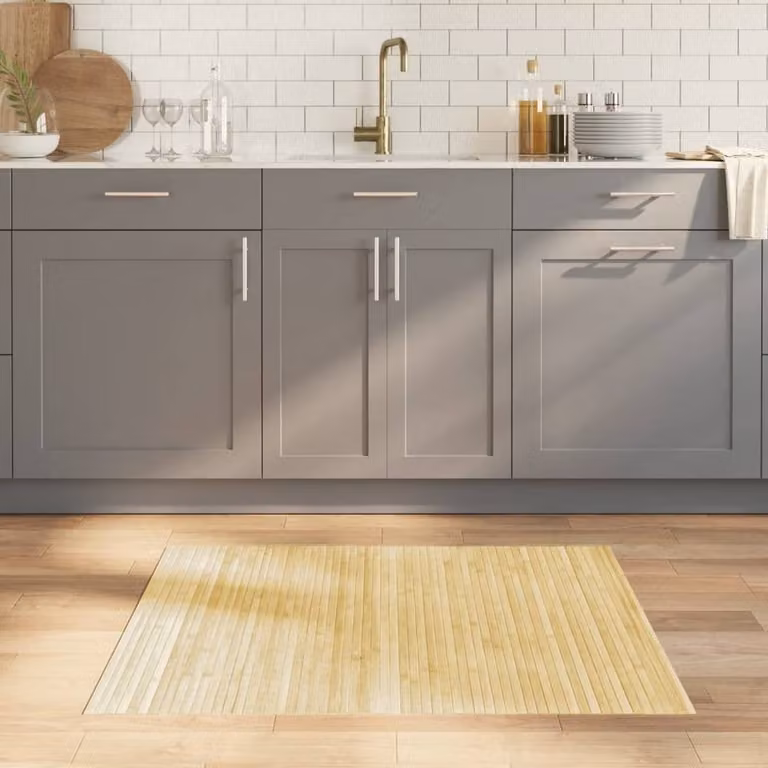 Berkfield Home Rectangular Bamboo and Polypropylene Rug in Beige, W/D: 80 x 100 cm