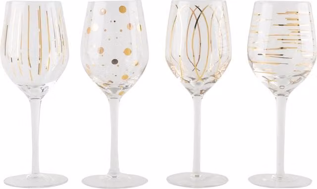Mikasa Cheers Metallic Gold Wine Glasses Set of 4, 400ml, Clear