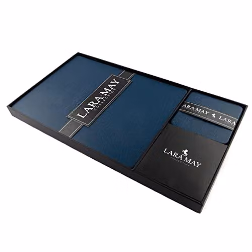 Lara May Collection Set of 8 Recycled Leather Placemats and Coasters in Royal Blue