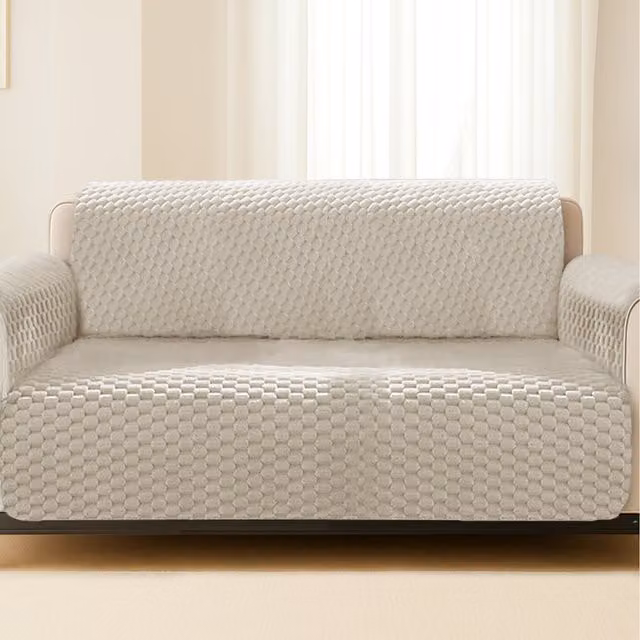 Home Republic Luxury Chunky Popcorn Thermal Sofa Protector in Beige, Width: 116 cm