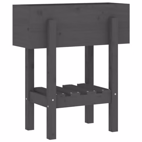 vidaXL Modern Grey Garden Planter made of Solid Pine Wood W/D/H: 62 x 30 x 69 cm