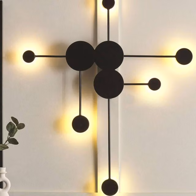 Wyld and Coco Six-Point LED Wall Lamp in Matte Black Metal