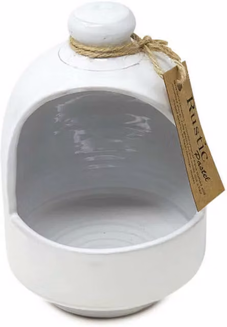 Verano Spanish Ceramics Rustic Pastel Fully Dipped Ceramic Salt Pig in White