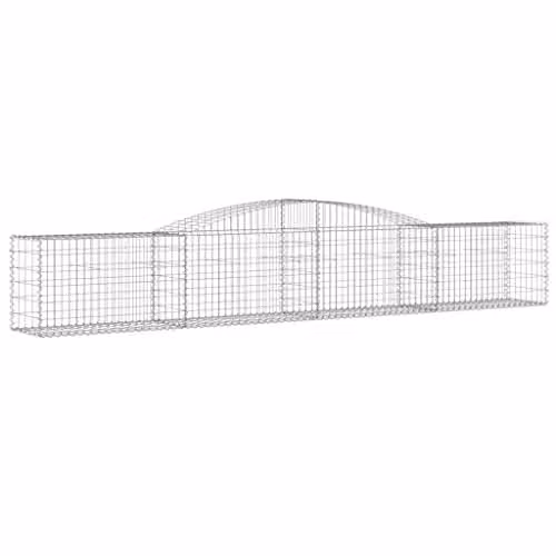 vidaXL Set of 3 Arched Gabion Baskets in Silver Galvanised Steel, W/D/H: 80 x 50 x 80 cm