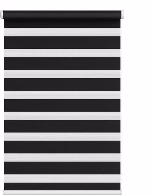 NewEdgeBlinds Zebra Day Night Roller Blind, Black and White, W: 130 cm, H: 165 cm