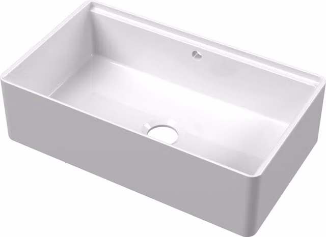 Balterley White Ceramic 1 Bowl Kitchen Sink with Ledge and Overflow, W: 79.5 cm