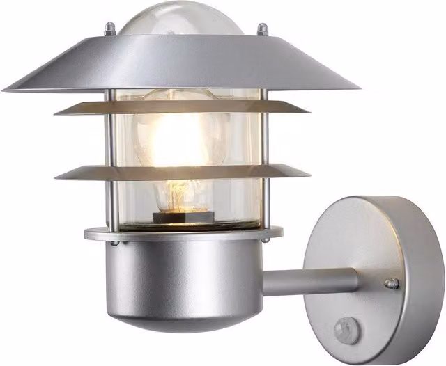 Netlighting Helsingor Silver Outdoor Lantern Light with PIR Motion Sensor, IP44, E27
