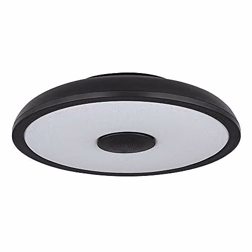 Globo Lighting Modern LED Ring Ceiling Light in Black with RGB Colour Changing, Bluetooth Speaker and Remote Control