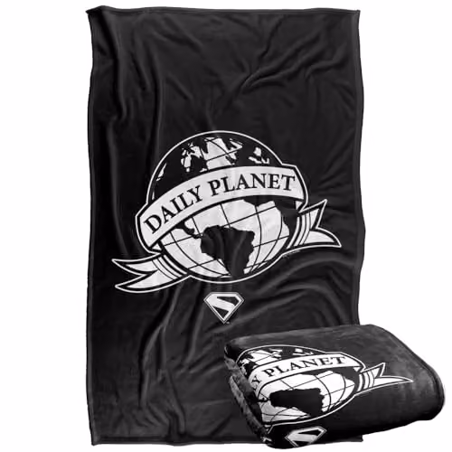 Warner Bros. Superman 2025 Daily Planet Scroll Super Soft Fleece Throw Blanket, Multicolour, W/D/H: 91 x 147 cm