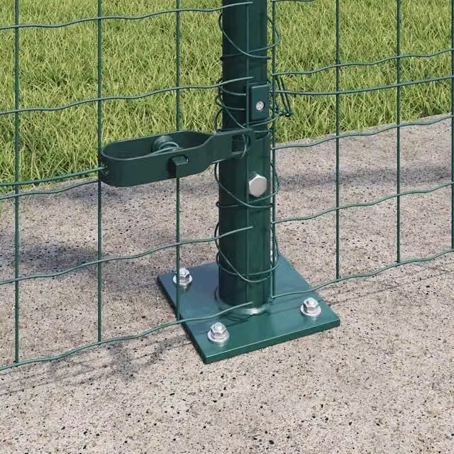 vidaXL Green Metal and Plastic Square Fence Post Set of 26, W/D/H: 3.2 x 3.2 x 83.5 cm