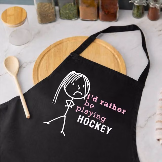 60 Second Makeover Women's I'd Rather Be Playing Hockey Apron in Black