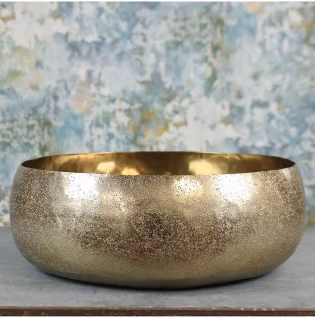 KDMD Mayfair Large Round Metal Bowl in Gold