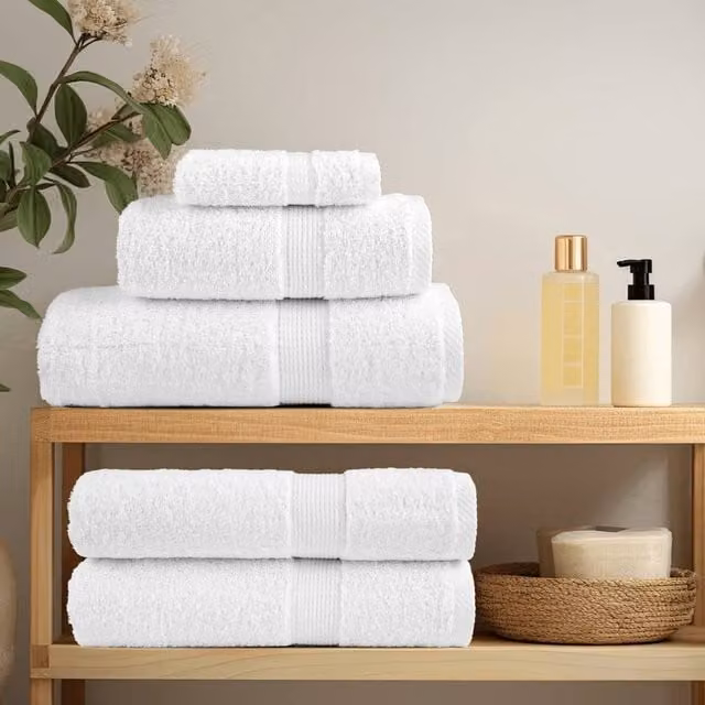Berkfield Home SOLUND Premium Cotton Terry Towels, 4-Piece Set, White, W: 100 cm, L: 200 cm, 600gsm