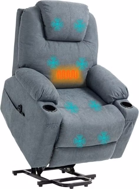 HOMCOM Riser and Recliner Chair with Vibration Massage and Heat in Dark Grey