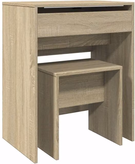 Berkfield Home Dressing Table and Stool in Sonoma Oak, Brown, W/D/H: 60 x 40 x 113.5 cm