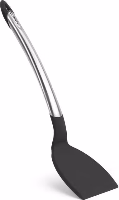Cuisipro Silicone and Stainless Steel Heat Resistant Non-Scratch Turner with Hanging Loop, Black