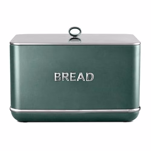 Tower Renaissance Airtight Metal Bread Bin, Green, 16L Capacity