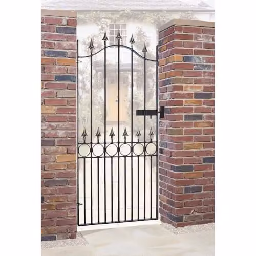 Burbage Iron Craft Balmoral Spear Top Tall Single Swing Gate in Black, Steel, W: 106.7 cm, H: 190.5 cm