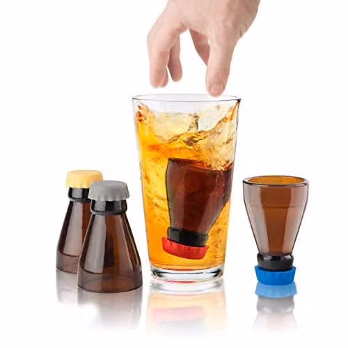 Final Touch Multicolour Beer Bomb Shot Glass Set of 4, 2 Ounce