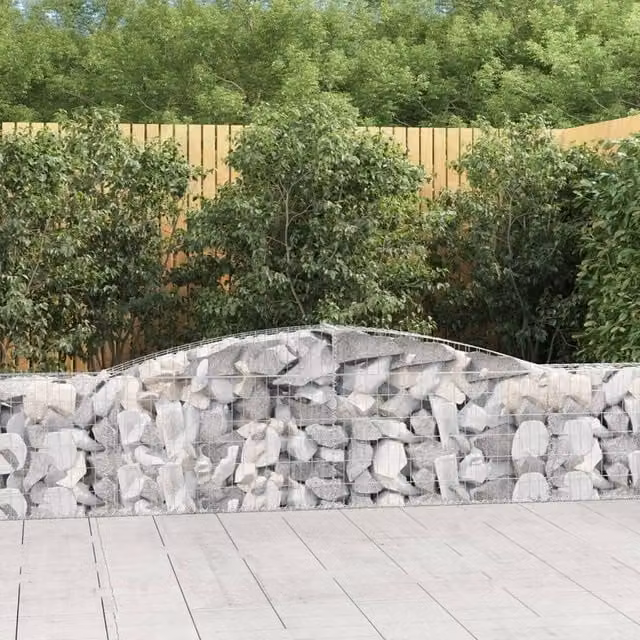 Berkfield Home Arched Gabion Basket in Silver Galvanised Steel, W: 400 cm, D: 30 cm, H: 60-80 cm