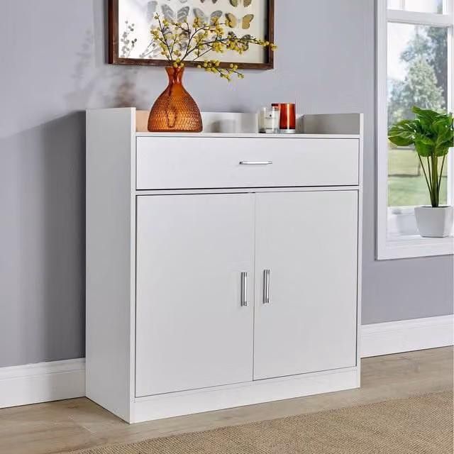 Home Source Novara 2 Door Shoe Storage Cabinet in White