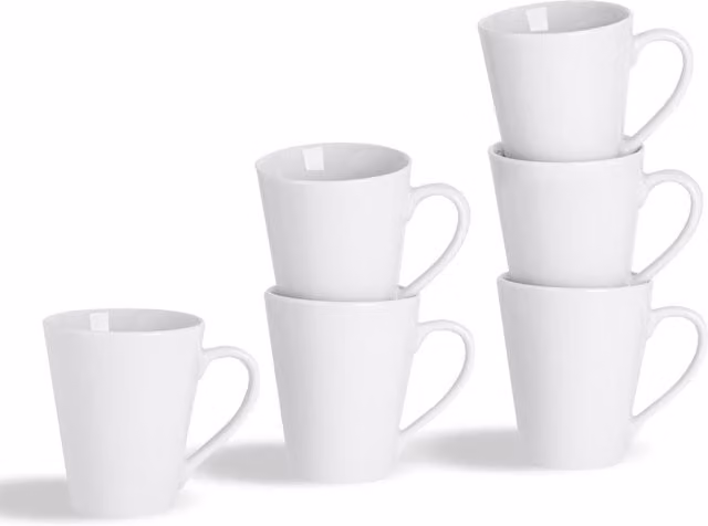 Argon Tableware White Porcelain Coffee Mug Set of 24, 285ml