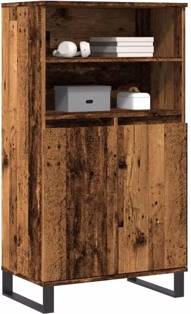 Berkfield Home Old Wood Highboard in Brown, W/D/H: 60 x 36 x 110 cm