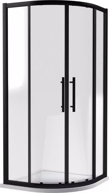 Balterley Sonic Single Corner Shower Side Panel, Clear 8mm Safety Glass with Black Frame, W: 90 cm, H: 190 cm