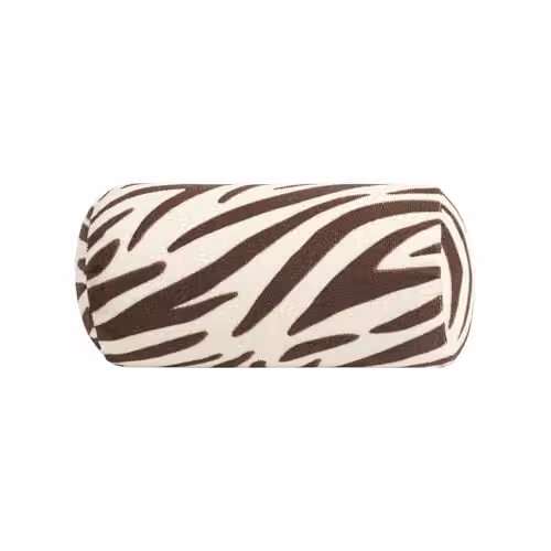 OHS Zebra Print Inflatable Travel Bolster Cushion with Soft Microfibre Cover, Brown, W/D/H: 36 x 16 x 16 cm